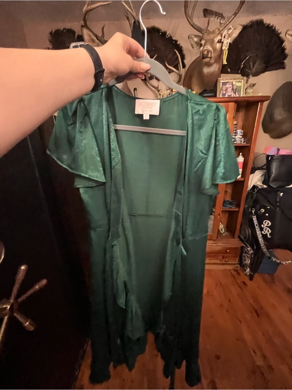 Soft Wrap Dress in Emerald Green - Audrey Parks